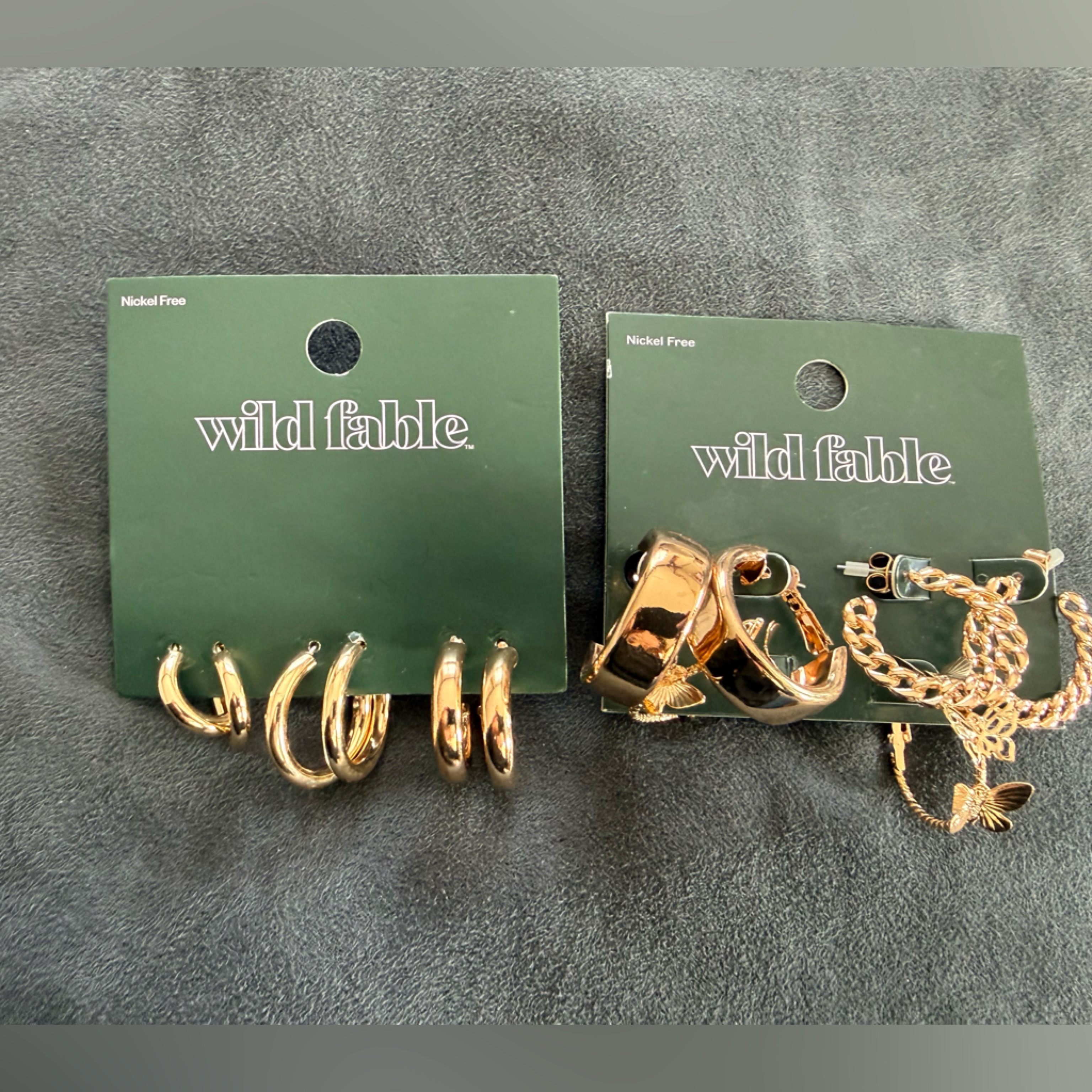 Wild Fable Gold Jewelry Hoop Earring Sets - 2 Set 6 Pairs Total Nwt 10$